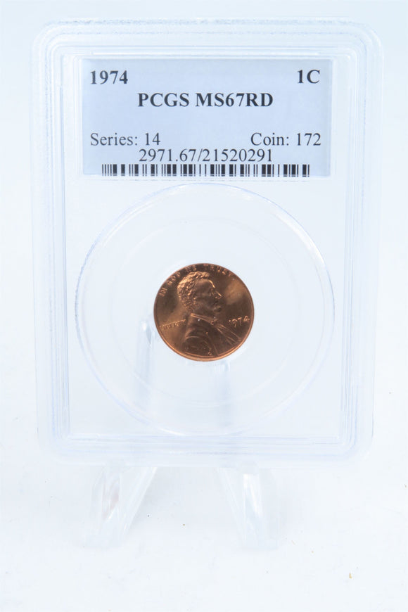 1974-P PCGS MS67RD Lincoln Memorial Cent Business Strike 1C