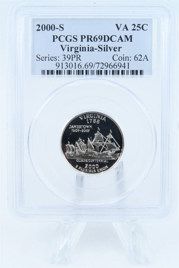 2000-S PCGS PR69DCAM Silver Virginia State Quarter Proof 25C