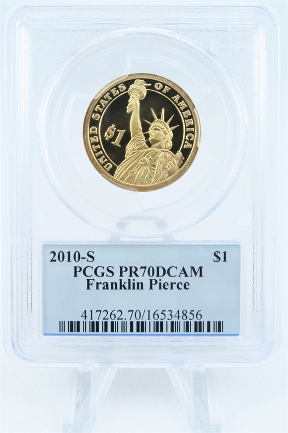 2010-S PCGS PR70DCAM Franklin Pierce Presidential Dollar Proof