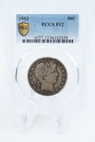 1913-P PCGS F12 Barber Half Dollar Business Strike 50C