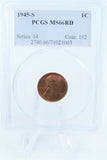 1945-S PCGS MS66RD Lincoln Wheat Cent Business Strike 1C