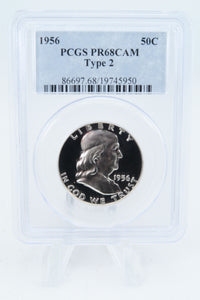 1956-P PCGS PR68CAM Type 2 Franklin Half Dollar Proof 50C