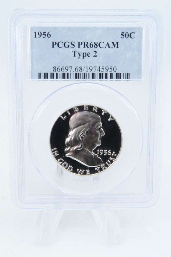 1956-P PCGS PR68CAM Type 2 Franklin Half Dollar Proof 50C