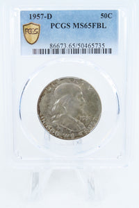 1957-D PCGS MS65FBL Franklin Half Dollar Full Bell Lines 50C