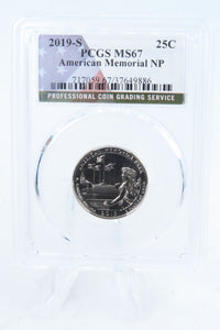 2019-S PCGS MS67 American Memorial NP Quarter Business Strike 25C