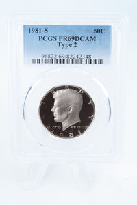 1981-S PCGS PR69DCAM Type 2 Kennedy Half Dollar Proof 50C