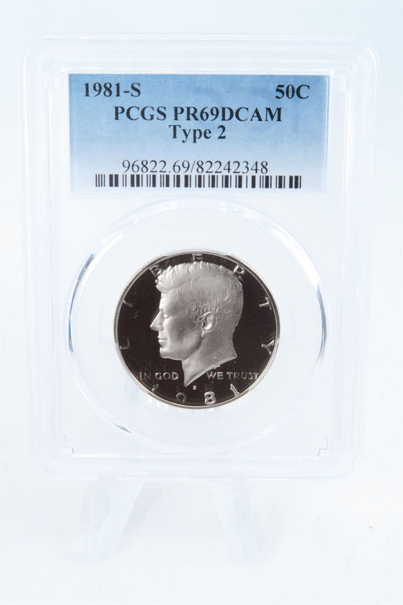 1981-S PCGS PR69DCAM Type 2 Kennedy Half Dollar Proof 50C