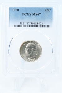 1950-P PCGS MS67 Washington Quarter Business Strike 25C