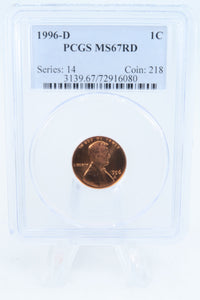 1996-D PCGS MS67RD Lincoln Memorial Cent Business Strike 1C