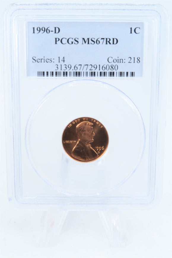 1996-D PCGS MS67RD Lincoln Memorial Cent Business Strike 1C
