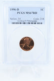 1996-D PCGS MS67RD Lincoln Memorial Cent Business Strike 1C