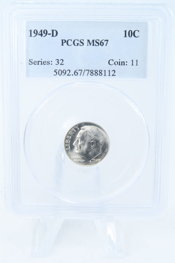1949-D PCGS MS67 Roosevelt Dime Business Strike 10C