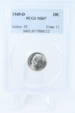 1949-D PCGS MS67 Roosevelt Dime Business Strike 10C