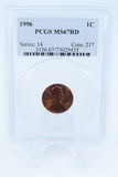 1996-P PCGS MS67RD Lincoln Memorial Cent Business Strike 1C