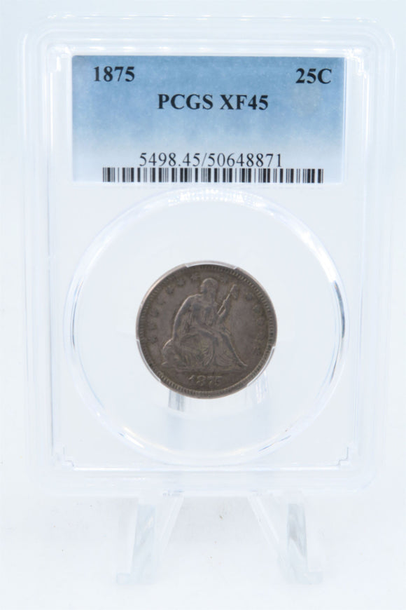1875-P PCGS XF45 Liberty Seated Quarter Business Strike 25C