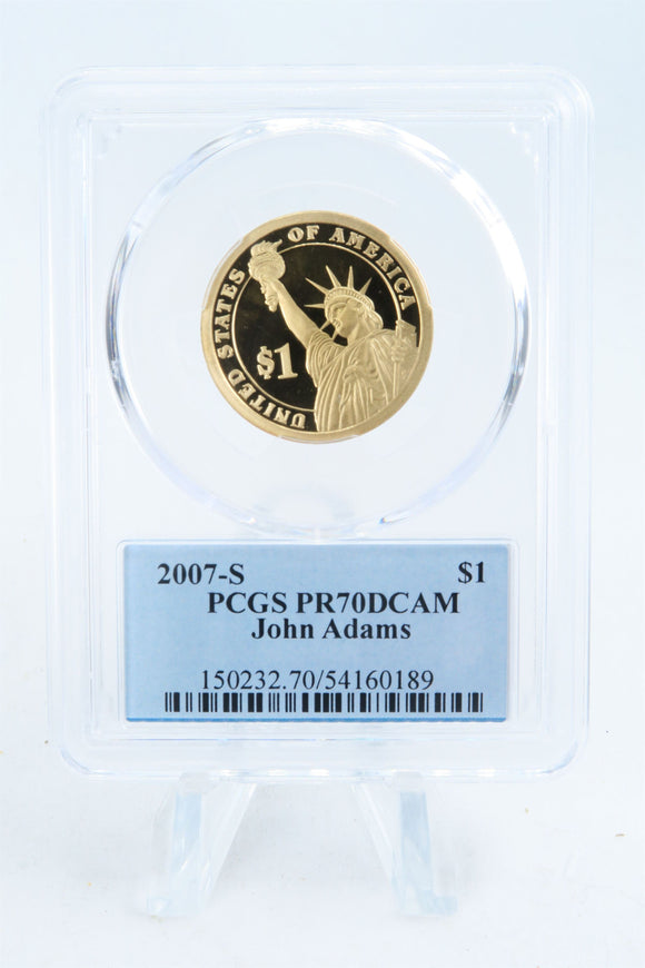 2007-S PCGS PR70DCAM John Adams Presidential Dollar Proof