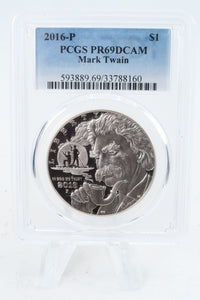 2016-P PCGS PR69DCAM Mark Twain Silver Modern Commemorative Dollar Proof
