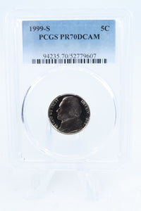 1999-S PCGS PR70DCAM Jefferson Nickel Proof 5C
