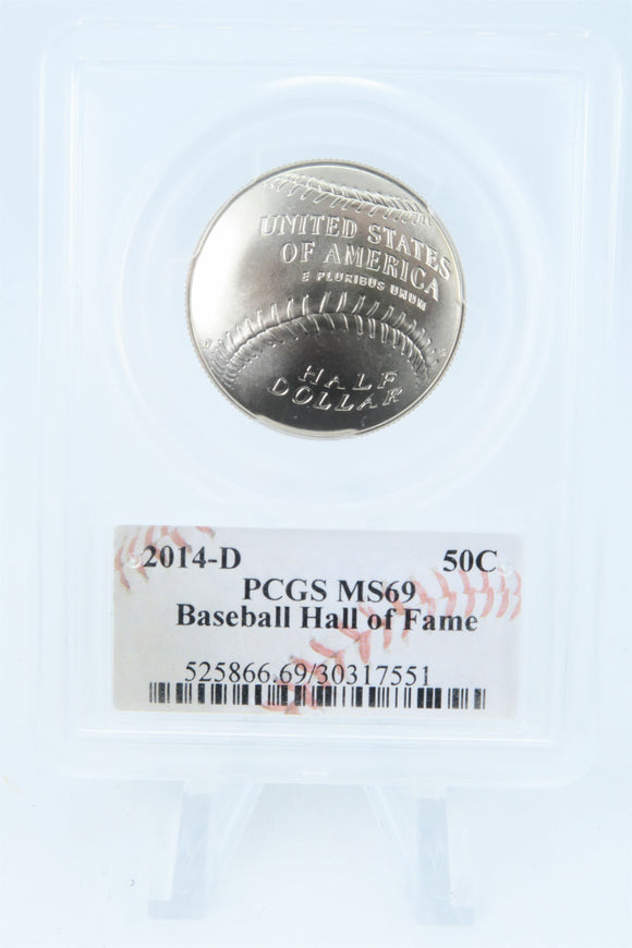 2014-D PCGS MS69 Baseball Hall Of Fame Modern Commemorative Half Dollar 50C