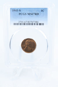 1941-S PCGS MS67RD Lincoln Wheat Cent Business Strike 1C