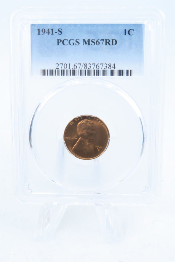 1941-S PCGS MS67RD Lincoln Wheat Cent Business Strike 1C