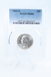 1963-D PCGS MS66 Washington Quarter Business Strike 25C