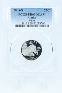 2008-S PCGS PR69DCAM Silver Alaska State Quarter Proof 25C