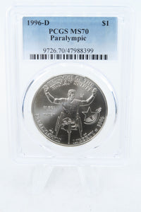 1996-D PCGS MS70 Paralympic Silver Modern Commemorative Dollar