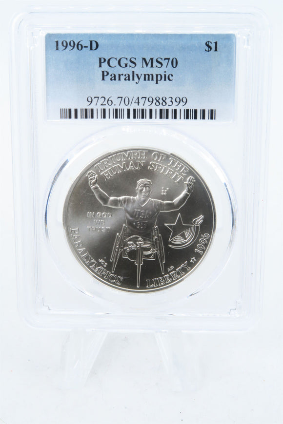 1996-D PCGS MS70 Paralympic Silver Modern Commemorative Dollar