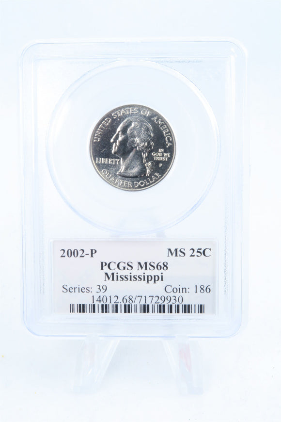 2002-P PCGS MS68 Mississippi State Quarter Business Strike 25C