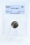 2000-P PCGS MS67 Roosevelt Dime Business Strike 10C