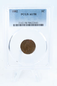 1882-P PCGS AU58BN Indian Cent Business Strike 1C