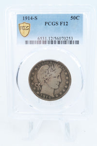 1914-S PCGS F12 Barber Half Dollar Business Strike 50C
