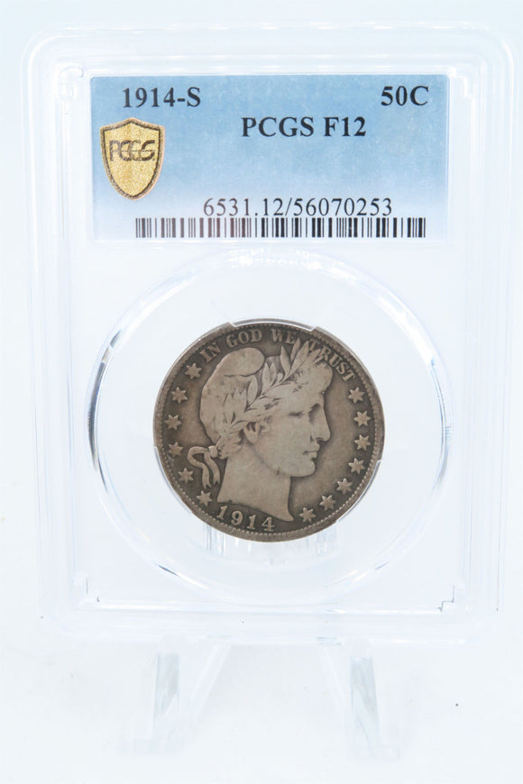 1914-S PCGS F12 Barber Half Dollar Business Strike 50C