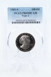 1981-S PCGS PR69DCAM Type 2 Susan B. Anthony Dollar Proof