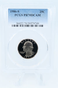 1986-S PCGS PR70DCAM Washington Quarter Proof 25C