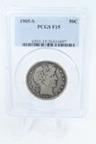 1905-S PCGS F15 Barber Half Dollar Business Strike 50C