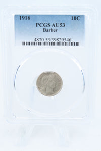1916-P PCGS AU53 Barber Dime Business Strike 10C
