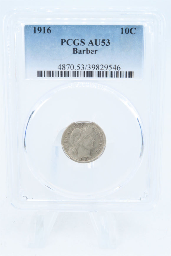 1916-P PCGS AU53 Barber Dime Business Strike 10C