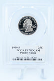 1999-S PCGS PR70DCAM Pennsylvania State Quarter Proof 25C