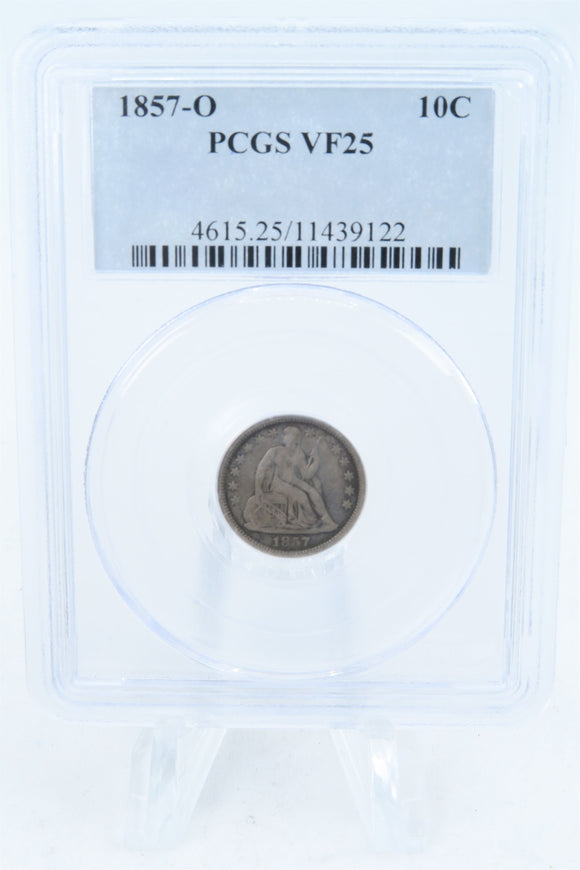 1857-O PCGS VF25 Liberty Seated Dime Business Strike 10C