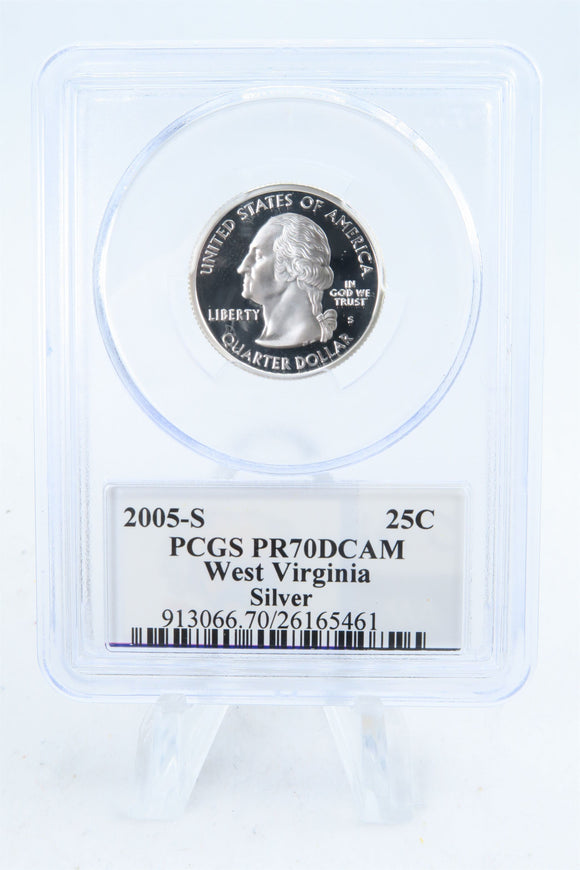 2005-S PCGS PR70DCAM Silver West Virginia State Quarter Proof 25C