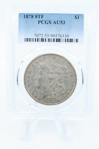 1878-P PCGS AU53 8TF Morgan Dollar Business Strike