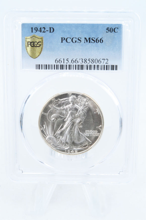 1942-D PCGS MS66 Walking Liberty Half Dollar Business Strike 50C