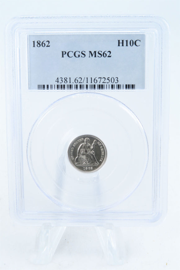 1862-P PCGS MS62 Seated Liberty Half Dime Business Strike H10C