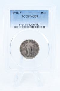 1918-S PCGS VG08 Standling Liberty Quarter Business Strike 25C