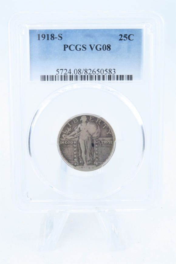 1918-S PCGS VG08 Standling Liberty Quarter Business Strike 25C