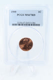 1999-P PCGS MS67RD Lincoln Memorial Cent Business Strike 1C