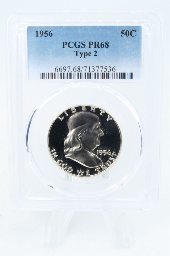 1956-P PCGS PR68 Type 2 Franklin Half Dollar Proof 50C