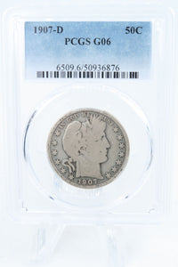 1907-D PCGS G06 Barber Half Dollar Business Strike 50C